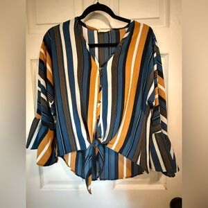 Altar’d State; Striped Tie-Front Blouse